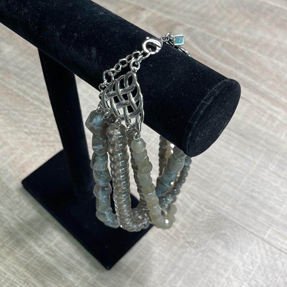BANANA REPUBLIC Gray 5 Strand Stones and Beads Lobster Clasp Necklace